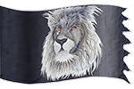 Hand painted silk: Lion of Judah Our Defence Design